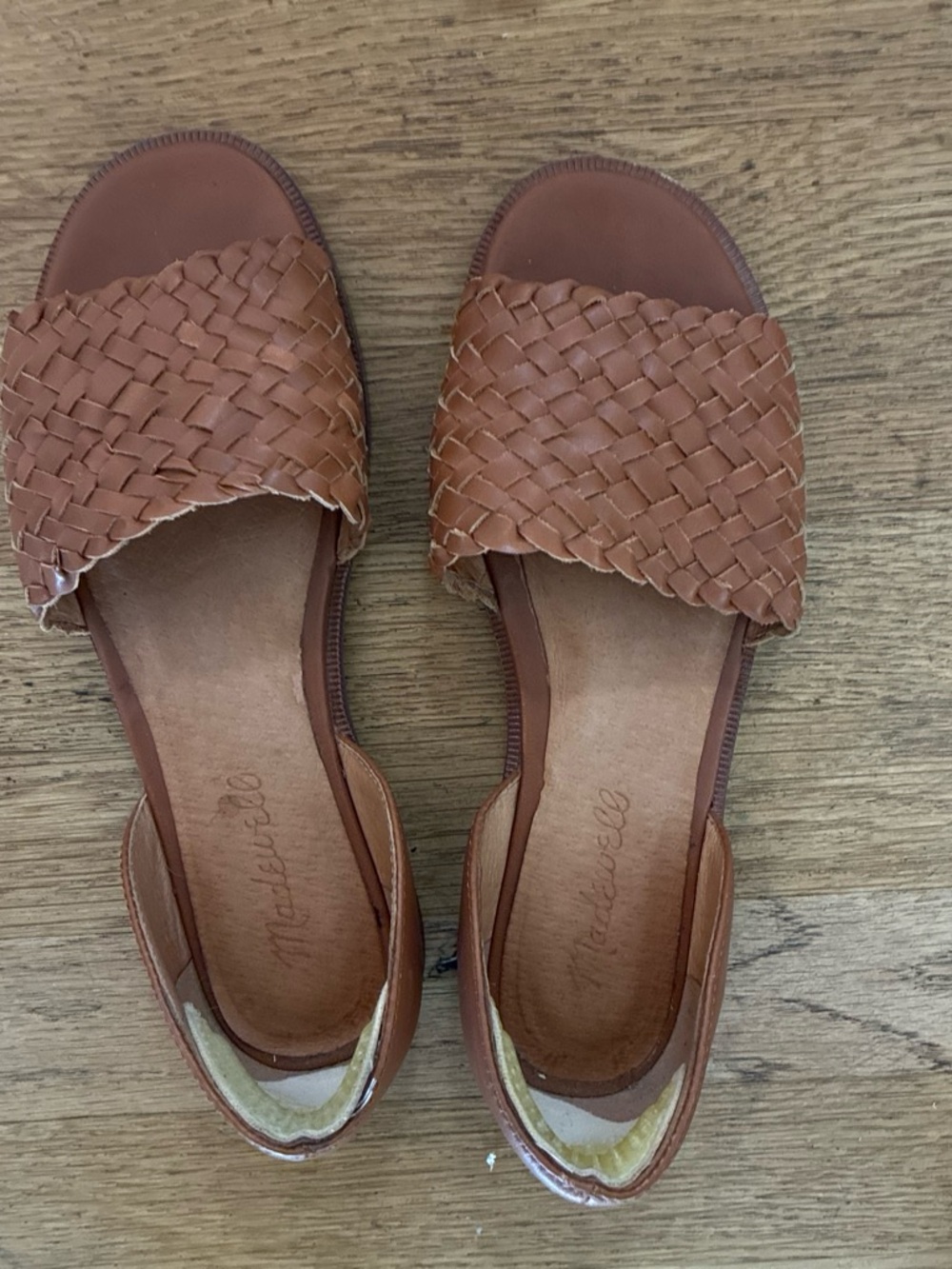 Madewell Woven Slide Sandals - Cognac Brown